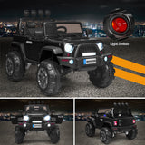 Electric Ride-On Truck for Kids with RC Control, Spring Suspension, Lights, Music, and Trunk - Black