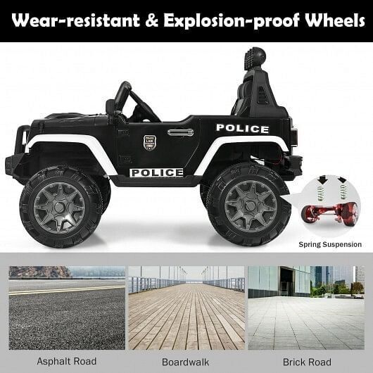 Electric Ride-On Truck for Kids with Remote Control and Magnetic Double Doors - Black & White