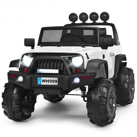 Electric Ride-On Truck for Kids with Remote Control and Magnetic Double Doors - White
