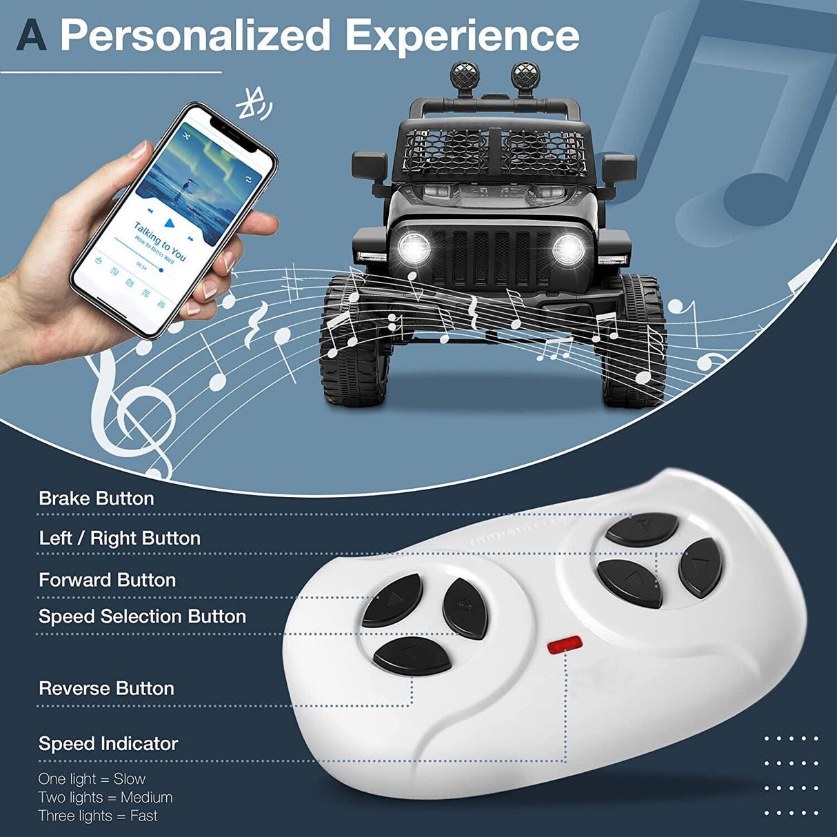 Electric Ride-On Truck for Kids with Remote Control, LED Lights, and 3 Speed Options