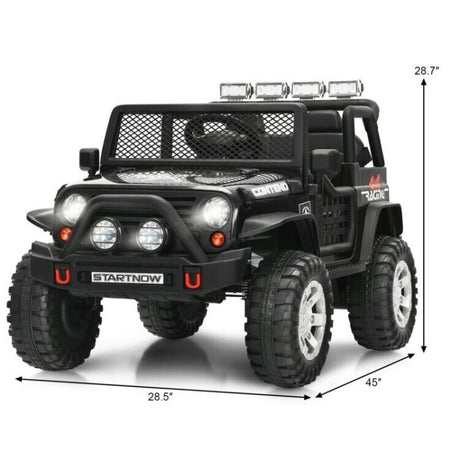 Electric Ride-On Truck for Kids with Remote Control, Lights, and Music - Black
