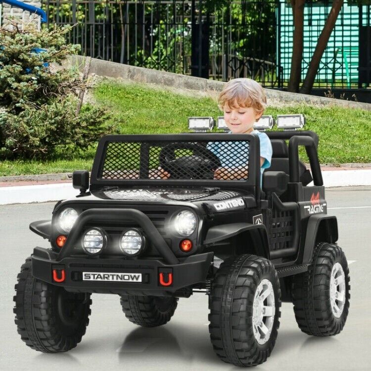 Electric Ride-On Truck for Kids with Remote Control, Lights, and Music - Black