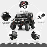Electric Ride-On Truck for Kids with Remote Control, Lights, and Music - Black