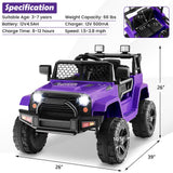 Electric Ride-On Truck for Kids with Remote Control, Lights, and Music - Purple