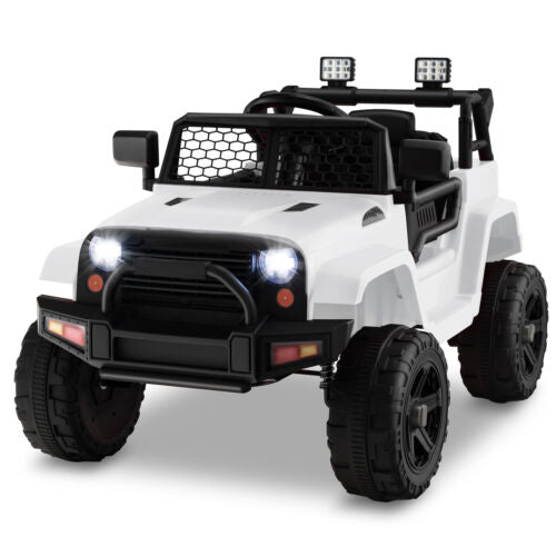 Electric Ride-On Truck for Kids with Remote Control, Lights, and Music - White