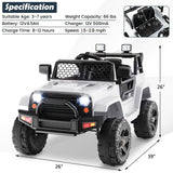Electric Ride-On Truck for Kids with Remote Control, Lights, and Music - White