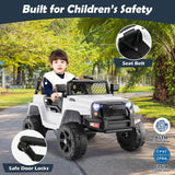 Electric Ride-On Truck for Kids with Remote Control, Lights, and Music - White
