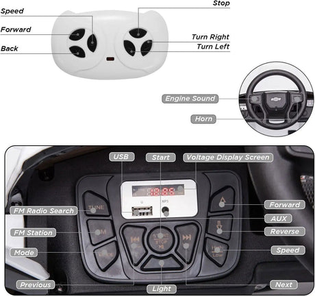 Electric Ride-On Truck for Kids with Remote Control, MP3 and Bluetooth - White