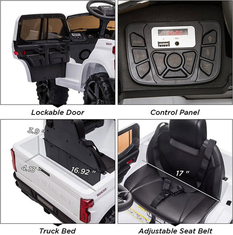 Electric Ride-On Truck for Kids with Remote Control, MP3 and Bluetooth - White