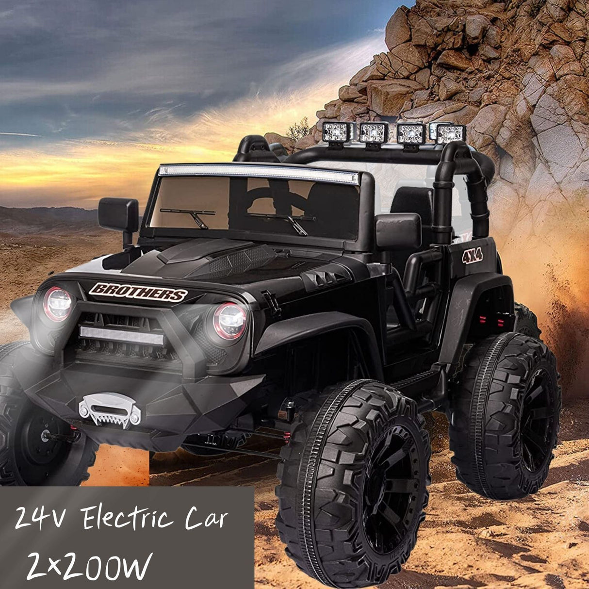 Electric Ride-On Truck for Kids with Remote Control, MP3 Player, and LED Lights - 24V/12V
