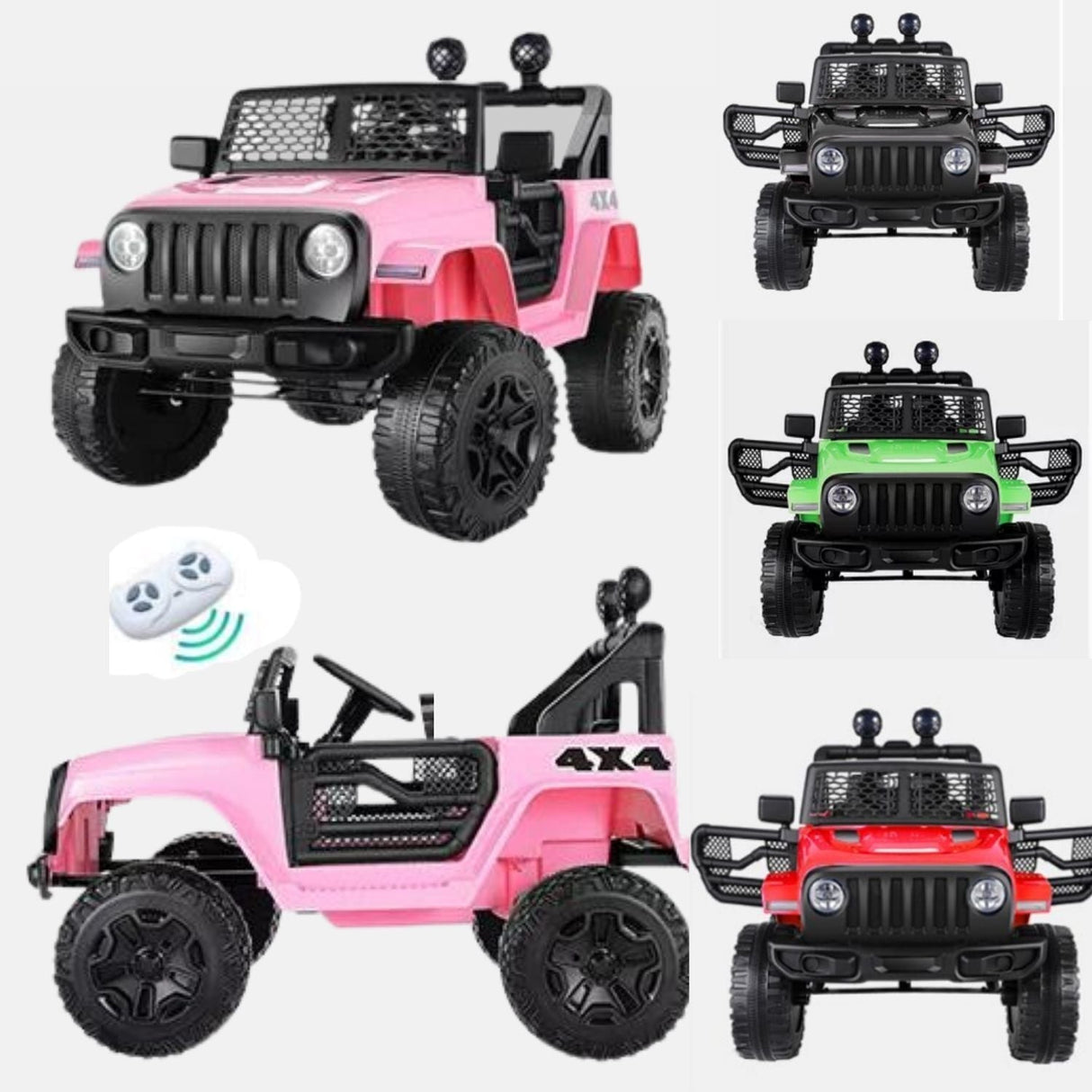 Kids Electric Ride On Jeep with Remote Control, 3 Speeds, LED Lights, and AUX/USB Connectivity - 24V/12V