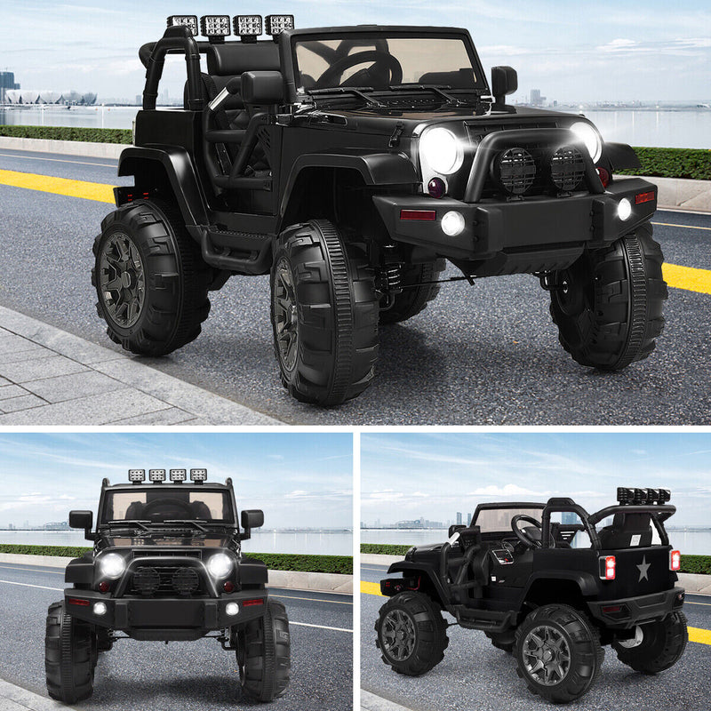 Electric Ride-On Truck for Kids with Remote Control, MP3 Player, and LED Lights - Black