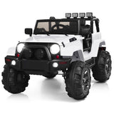 Electric Ride-On Truck for Kids with Remote Control, MP3 Player, and LED Lights - White