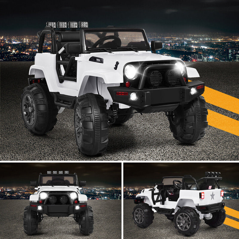 Electric Ride-On Truck for Kids with Remote Control, MP3 Player, and LED Lights - White