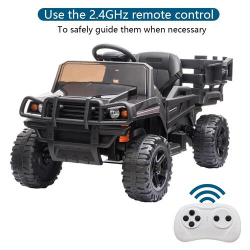 Electric Ride-On Truck for Kids with Remote Control, Music, and Lights - Black