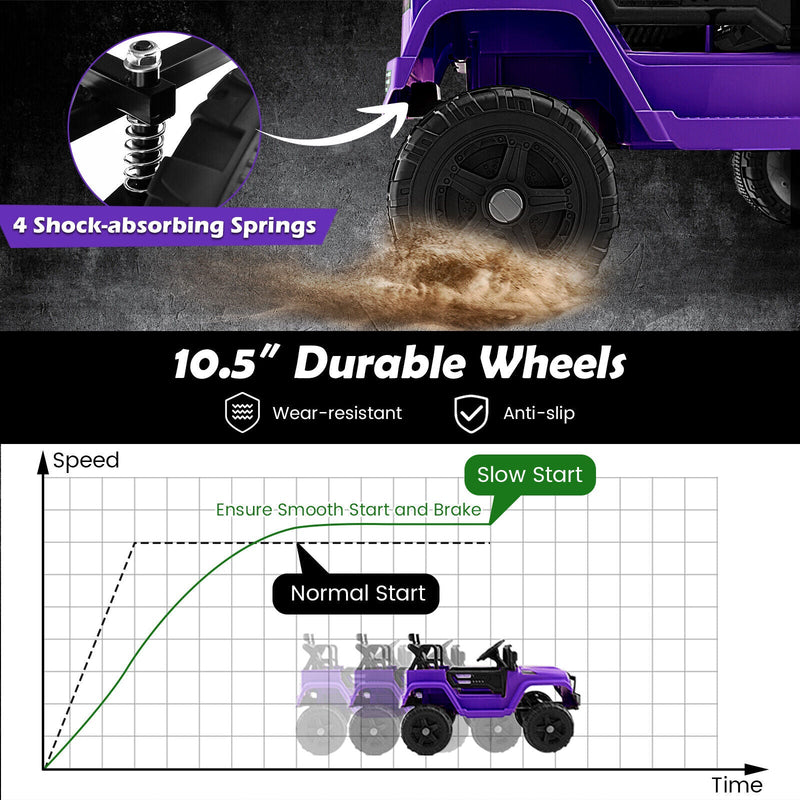 Electric Ride-On Truck for Kids with Remote Control, Music, and Lights - Purple