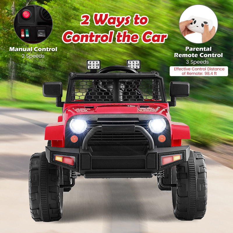 Electric Ride-On Truck for Kids with Remote Control, Music, and Lights - Red