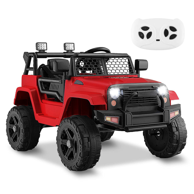 Electric Ride-On Truck for Kids with Remote Control, Music, and Lights - Red
