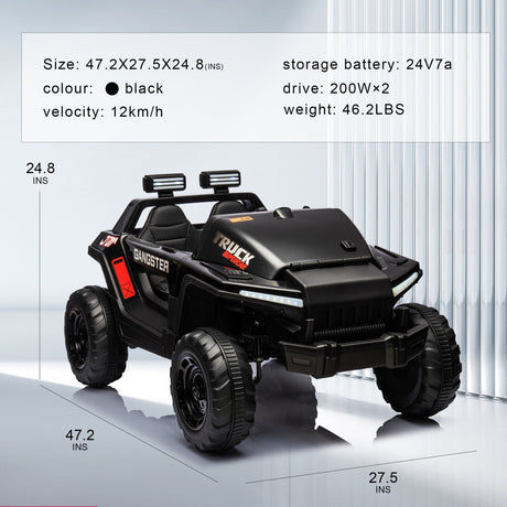 Electric Ride-On Truck for Kids with Remote Control, Music, LED Lights, and USB MP3