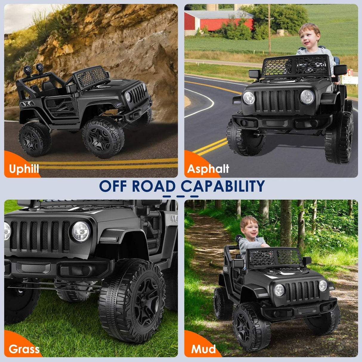 Electric Ride-On Truck for Kids with Remote Control, Music Player, LED Lights, and USB Port