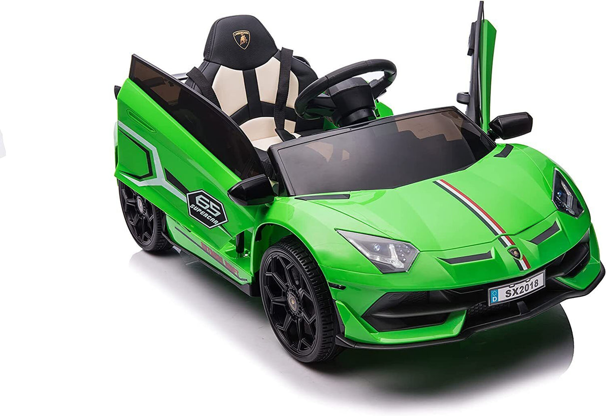 12V Licensed Lamborghini Car Toy with Headlights & Hydraulic Door - Electric Ride On for Kids