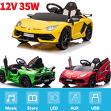 Electric Sports Car for Kids with Remote Control and LED Lights - 12V Battery Powered Ride-On