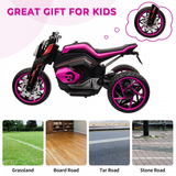 Electric Three-Wheeled Motorcycle for Kids Ages 3-8 with Horn and LED Lights