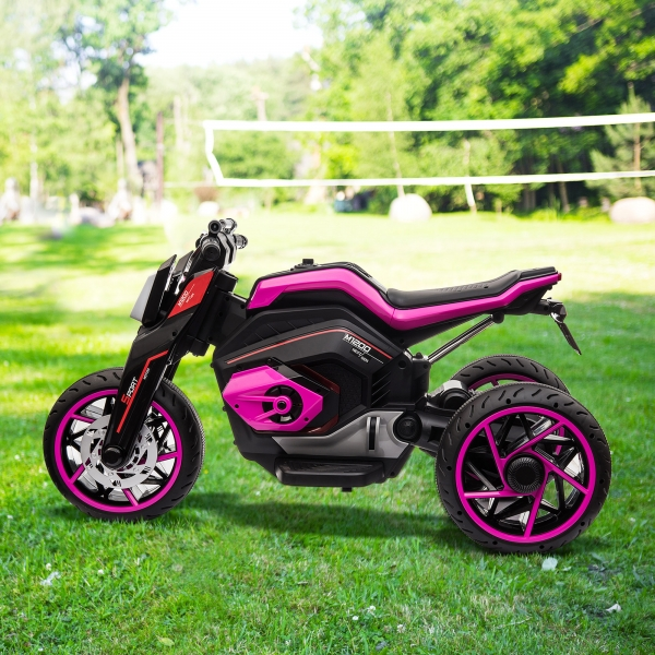 Electric Three-Wheeled Motorcycle for Kids Ages 3-8 with Horn and LED Lights