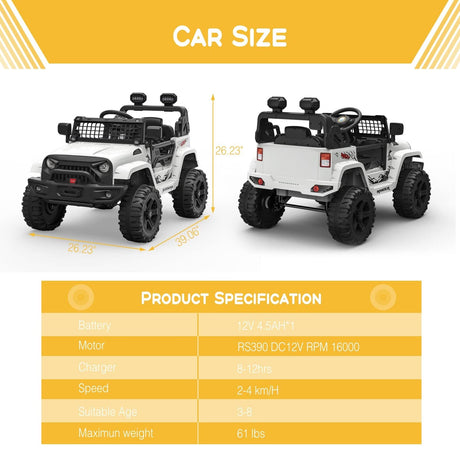 Electric Toy Jeep for Kids with Bluetooth Remote Control - Perfect Xmas Gift!