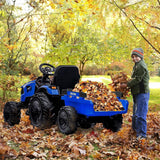 Electric Tractor Ride-On Toy Car for Kids with Trailer & LED Lights - 12V Battery Powered