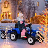 Electric Tractor Ride-On Toy with Trailer and LED Lights for Kids - 12V Battery Powered