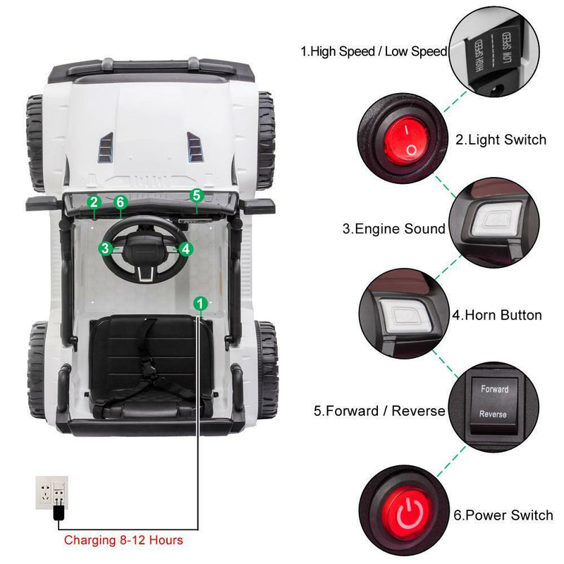 Electric White Truck 12V Battery-Powered Ride-On for Kids