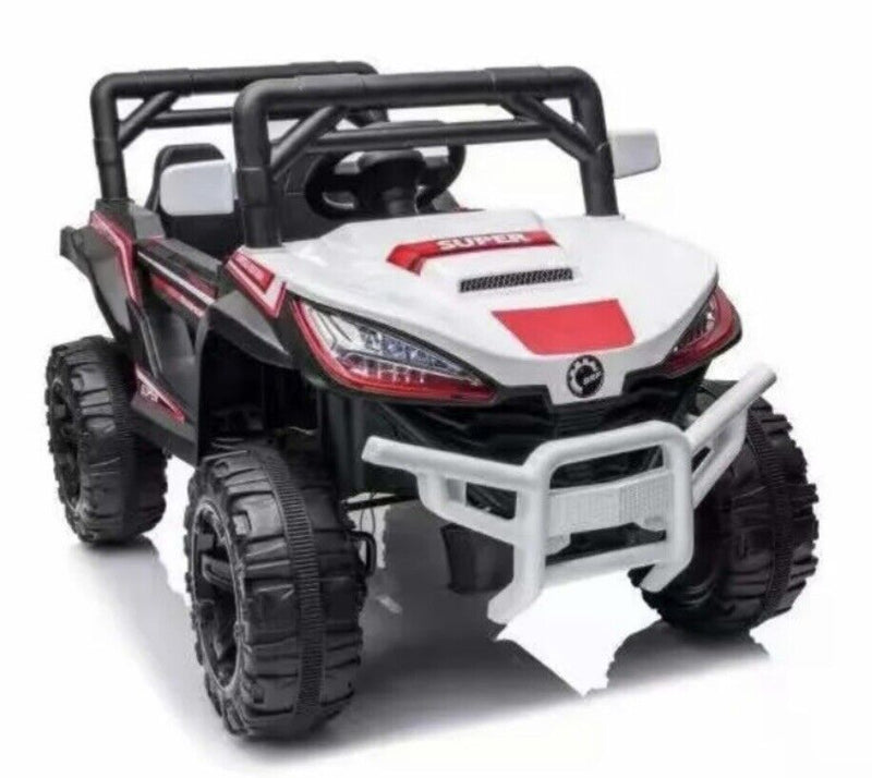 Electric White UTV Ride On Car for Kids with Remote Control and Sound Effects