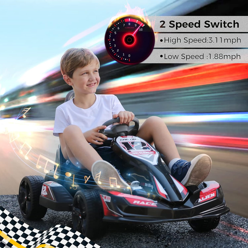ELEMARA 12V 2WD Electric Go Kart for Kids - Battery Powered Ride On Car with Parental Remote Control