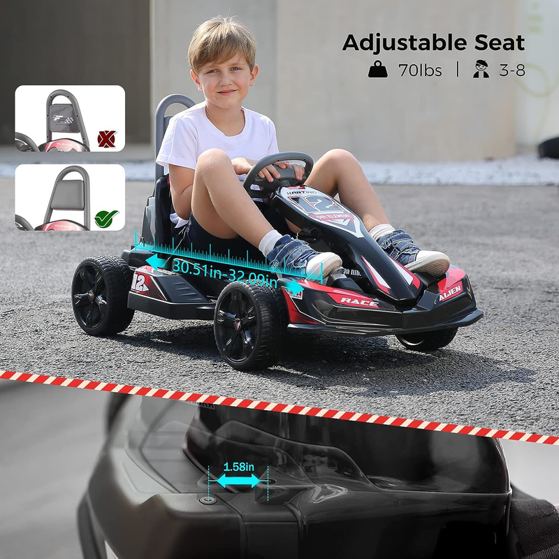 ELEMARA 12V 2WD Electric Go Kart for Kids - Battery Powered Ride On Car with Parental Remote Control