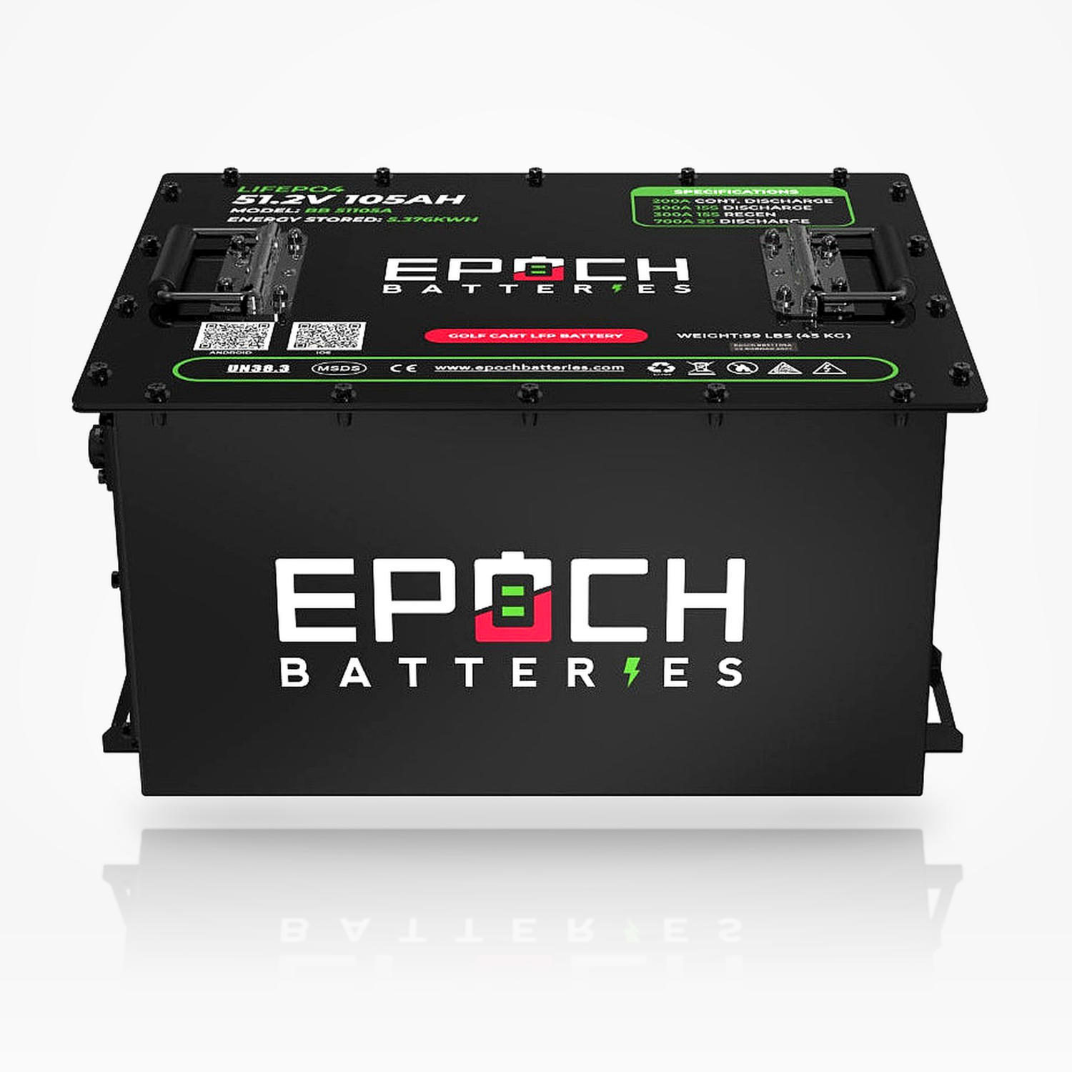 Epoch Batteries 48V 105Ah LiFePO4 Golf Cart Battery Complete Kit