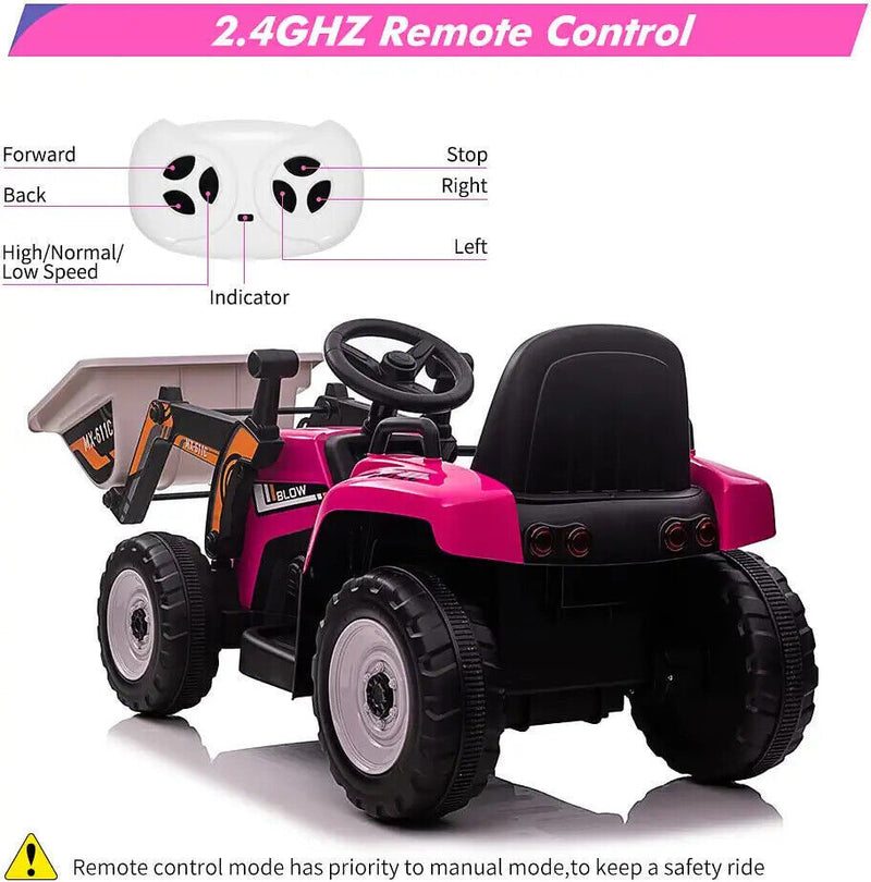 Excavate Fun with Our 12V Electric Ride-On Digger Truck for Kids - 3 Speeds, 7-LED Lights