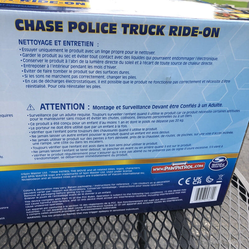 Experience the Excitement with Paw Patrol's Chase Police Truck Ride On Car - Featuring Realistic Sounds and Lights!