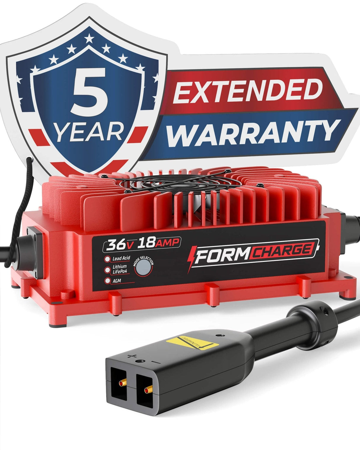 EZGO 36V Golf Cart Charger - TXT - 36V 18A Lithium, LiFePO4, Lead Acid, AGM FORM Charge