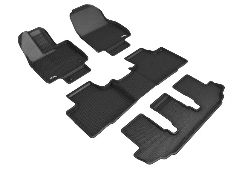 3D MAXpider 20-23 Toyota Highlander Gas 8-Seat Kagu Black Floor Mat - Row 1/2/3