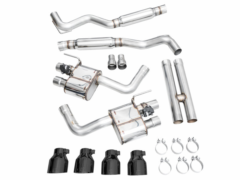 AWE 2024 Ford Mustang Dark Horse S650 RWD SwitchPath Catback Exhaust w/ Quad Diamond Black Tips