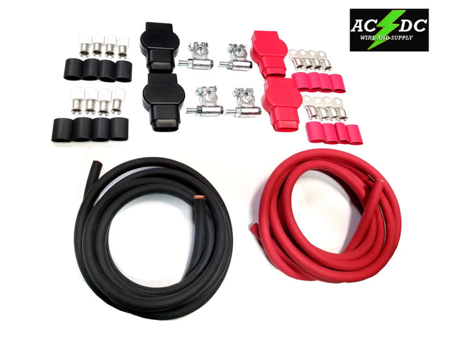 Military Style Battery Terminal 3/0 Gauge DUAL BATTERY Relocation Wire Kit AC/DC WIRE AND SUPPLY