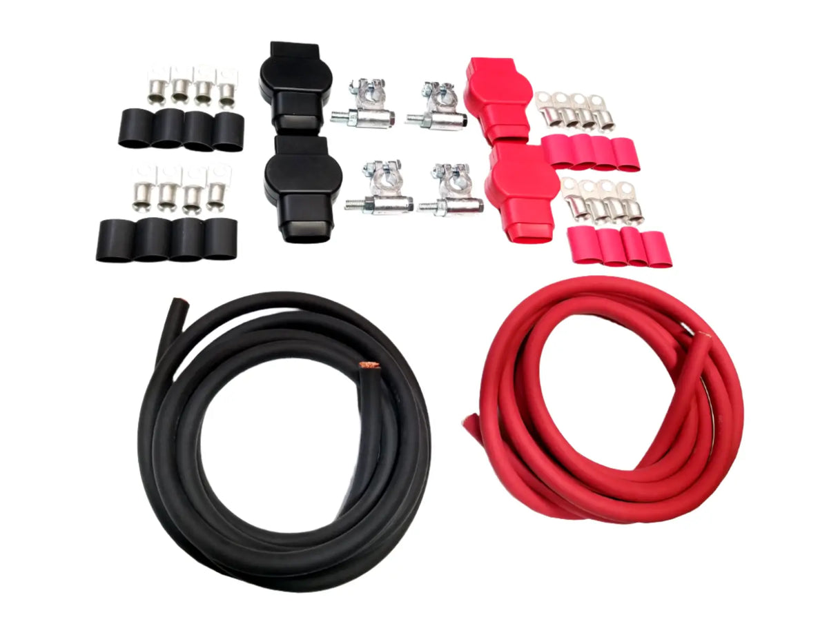 Military Style Battery Terminal (2) DUAL BATTERY Relocation Cable Wire Kit 4 AWG AC/DC WIRE AND SUPPLY
