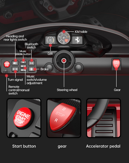 Kids Ferrari 488 Ride On Car For Children W/Wireless Parental Control