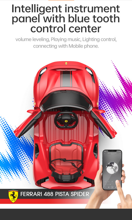Kids Ferrari 488 Ride On Car For Children W/Wireless Parental Control