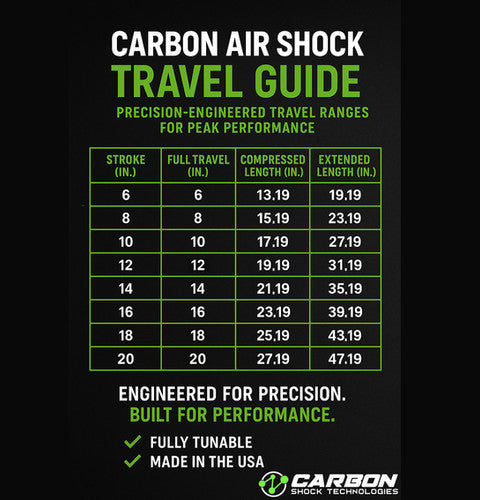 Carbonshocks 2.5" Air Shocks 8" Travel