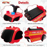 Fire Truck Foot-to-Floor Push Car with Music & Bubble Maker for Kids