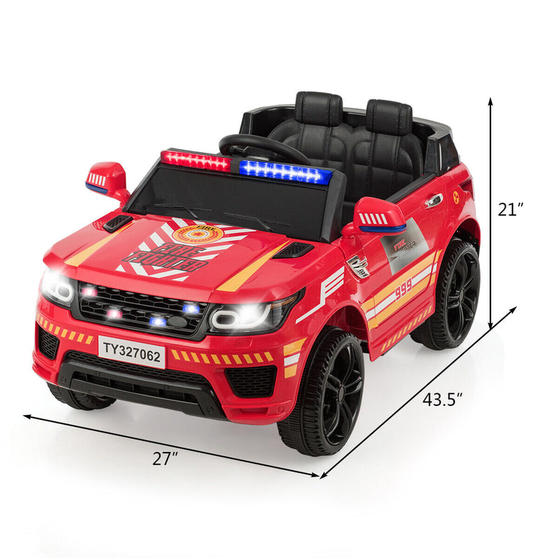 Fire Up Your Child's Imagination with the HoneyJoy 12V Ride-On Fire Truck - Featuring LED Lights and Siren!