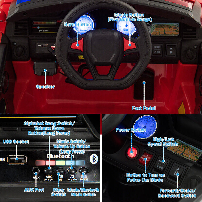 Fire Up Your Child's Imagination with the HoneyJoy 12V Ride-On Fire Truck - Featuring LED Lights and Siren!