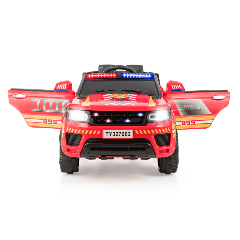 Fire Up Your Child's Imagination with the HoneyJoy 12V Ride-On Fire Truck - Featuring LED Lights and Siren!